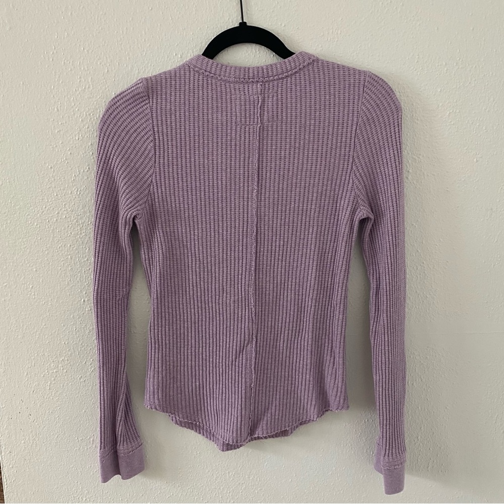 Faherty Legend Apres Lavender Pima Cotton Long Sleeve Waffle Henley Top Small - Picture 5 of 7